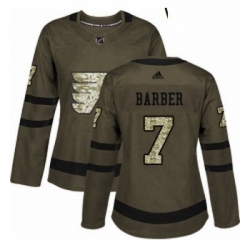 Womens Adidas Philadelphia Flyers 7 Bill Barber Authentic Green Salute to Service NHL Jersey 