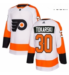 Youth Adidas Philadelphia Flyers 30 Dustin Tokarski Authentic White Away NHL Jersey 