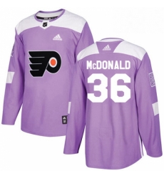 Youth Adidas Philadelphia Flyers 36 Colin McDonald Authentic Purple Fights Cancer Practice NHL Jersey 