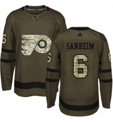 Youth Adidas Philadelphia Flyers 6 Travis Sanheim Authentic Green Salute to Service NHL Jersey 