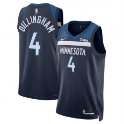 Men Minnesota Timberwolves 4 Rob Dillingham 2024 Draft Icon Edition Navy 75th Anniversary Swingman Stitched Jersey