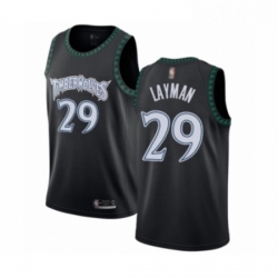 Mens Minnesota Timberwolves 29 Jake Layman Authentic Black Hardwood Classics Jersey 