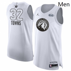 Mens Nike Jordan Minnesota Timberwolves 32 Karl Anthony Towns Authentic White 2018 All Star Game NBA Jersey