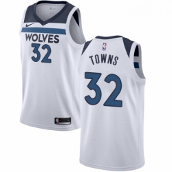 Mens Nike Minnesota Timberwolves 32 Karl Anthony Towns Authentic White NBA Jersey Association Edition