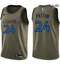 Youth Nike Minnesota Timberwolves 24 Justin Patton Swingman Green Salute to Service NBA Jersey 