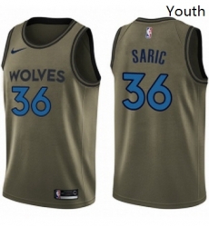 Youth Nike Minnesota Timberwolves 36 Dario Saric Swingman Green Salute to Service NBA Jersey 