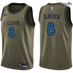 Youth Nike Minnesota Timberwolves 8 Nemanja Bjelica Swingman Green Salute to Service NBA Jersey 