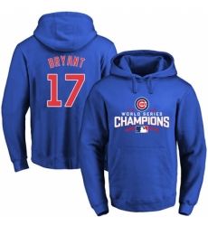 MLB Men Chicago Cubs 17 Kris Bryant Royal 2016 World Series Champions Walk Pullover Hoodie