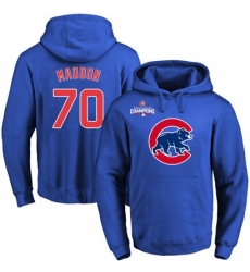 MLB Men Chicago Cubs 70 Joe Maddon Royal Team Color Primary Logo Pullover Hoodie