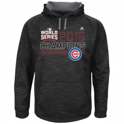 Men Chicago Cubs Black 2016 World Series Champions Fierce Streak Fleece Men Pullover Hoodie