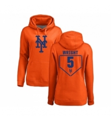 MLB Women Nike New York Mets 5 David Wright Orange RBI Pullover Hoodie