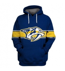 Men Nashville Predators Blue All Stitched Hooded Sweatshirt