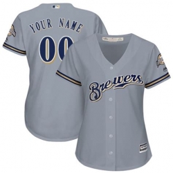 Men Women Youth All Size Milwaukee Brewers Custom Cool Base Grey Jersey