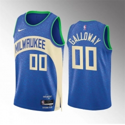 Men Women youth Milwaukee Bucks 00 Jaylin Galloway 2023 24 Blue City Edition Stitched Basketball Jersey