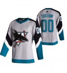 San Jose Sharks Custom Grey Men Women youth Adidas 2020 21 Reverse Retro Alternate NHL Jersey 