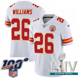 2020 Super Bowl LIV Men Nike Kansas City Chiefs #26 Damien Williams White Vapor Untouchable Limited Player NFL Jersey