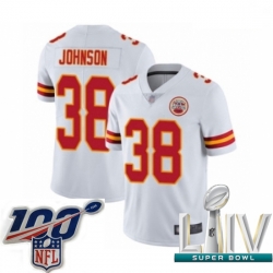 2020 Super Bowl LIV Youth Kansas City Chiefs #38 Dontae Johnson White Vapor Untouchable Limited Player Football Jersey