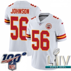 2020 Super Bowl LIV Youth Nike Kansas City Chiefs #56 Derrick Johnson White Vapor Untouchable Limited Player NFL Jersey
