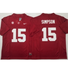 Men Alabama Crimson Tide Red #15 TY SIMPSON Stitched F U S E NCAA Jersey