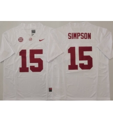 Men Alabama Crimson Tide White #15 TY SIMPSON Stitched F U S E NCAA Jersey
