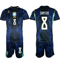 Youth Brazil 2026 FIFA World Cup Blue Away Soccer Jersey SANTOS #8