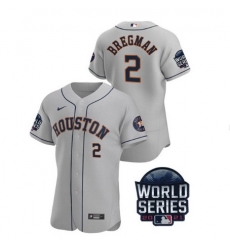 Men Houston Astros 2 Alex Bregman 2021 Grey World Series Flex Base Stitched Baseball Jersey