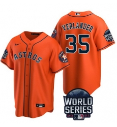 Men Houston Astros 35 Justin Verlander 2021 Orange World Series Cool Base Stitched Baseball Jersey