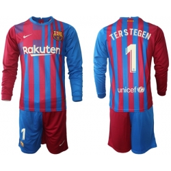 Men Barcelona Long Sleeve Soccer Jerseys 586