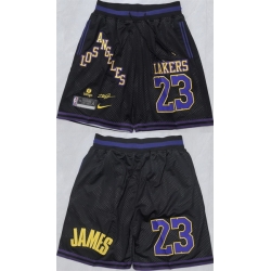 Men Los Angeles Lakers 23 LeBron James Black 2025 Shorts  