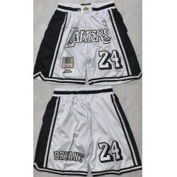 Men Los Angeles Lakers  24 Kobe Bryant White 2026 Shorts 