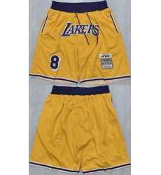 Men Los Angeles Lakers 8 Kobe Bryant Yellow 2025 Shorts Men Los Angeles Lakers 8 Kobe Bryant Yellow 2025 Shorts