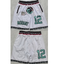 Men Memphis Grizzlies 12 Ja Morant White 2025 Shorts  