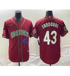 Men's Mexico Baseball #43 Patrick Sandoval Number 2023 Red World Classic Stitched Jersey