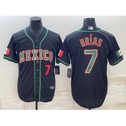 Men's Mexico Baseball #7 Julio Urias 2023 Black World Baseball Classic Stitched Jerseys 6