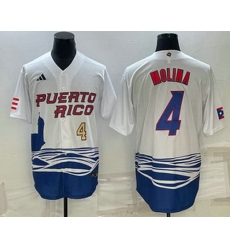 Mens Puerto Rico Baseball #4 Carlos Correa Number 2023 White World Baseball Classic Stitched Jersey