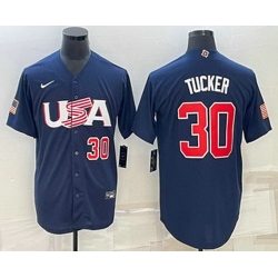 Men's USA Baseball #30 Kyle Tucker Number 2023 Navy World Baseball Classic Stitched Jerseys