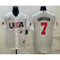 Men's USA Baseball #7 Tim Anderson 2023 White World Baseball Classic Stitched Jersey