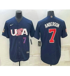 Mens USA Baseball #7 Tim Anderson Number 2023 Navy World Baseball Classic Stitched Jersey