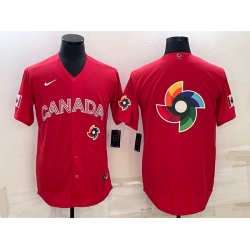 Men Canada Baseball 2023 Red World Baseball Big Logo With Patch Classic Stitched Jersey