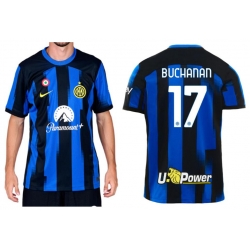 Men Inter Milan soccer #17 Tajon Buchanan Blue Jersey