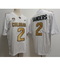 Men Colorado Buffaloes Shedeur Sanders #2 White Gold Stitched Football Jersey