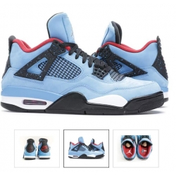 Men Nike Air Jordan 4 Light Blue Black Basketball Shoes