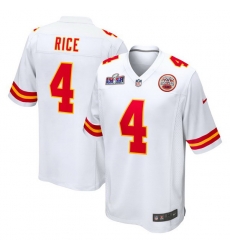 Youth Kansas City Chiefs 4 Rashee Rice White 2023 F U S E  Vapor Untouchable Limited Stitched 2024 Super Bowl LVIII Jersey