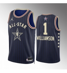 Men 2024 All Star 1 Zion Williamson Navy Stitched Basketball Jersey