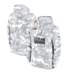 Youth Cleveland Browns 2024 White Gray Salute To Service Pullover Hoodie