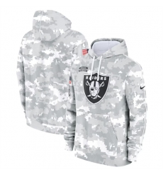 Youth Las Vegas Raiders 2024 White Gray Salute To Service Pullover Hoodie