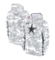 Youth Dallas Cowboys 2024 White Gray Salute To Service Pullover Hoodie