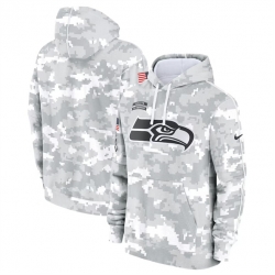 Youth Seattle Seahawks 2024 White Gray Salute To Service Pullover Hoodie