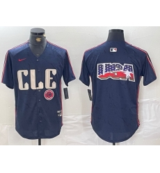 Men Cleveland Guardians Team Big Logo Navy 2024 City Connect Stitched Baseball Jersey II