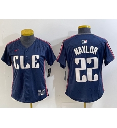 Women Cleveland Guardians 22 Josh Naylor Navy 2024 City Connect Limited Stitched jerseys